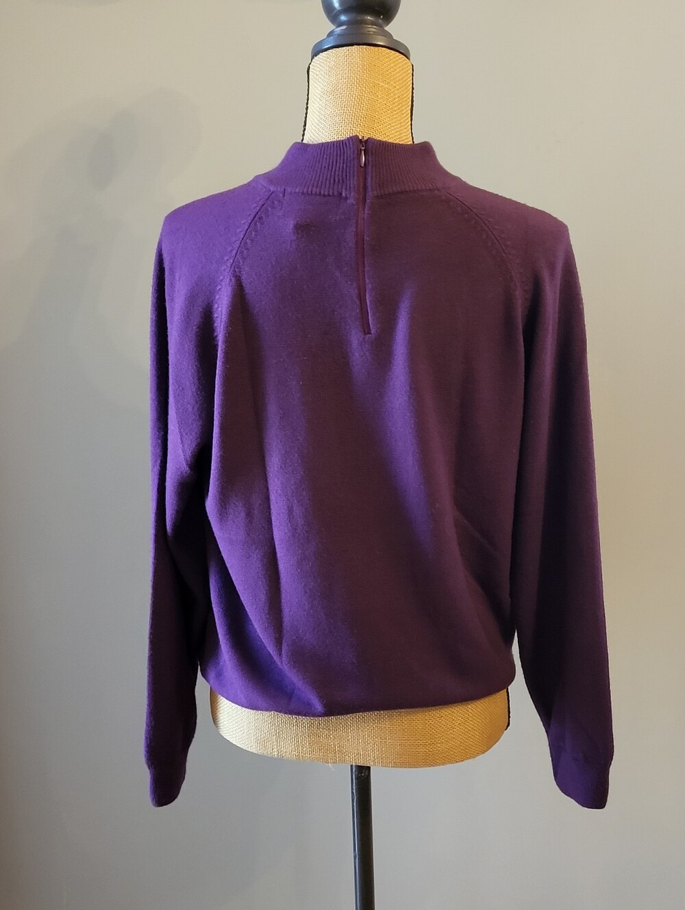 Royal Sport Vintage 70s/80s Acrylic Purple Mock Neck Sweater Medium - Picture 5 of 11